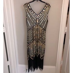 Roaring 20s Beaded Fringe Costume Dress